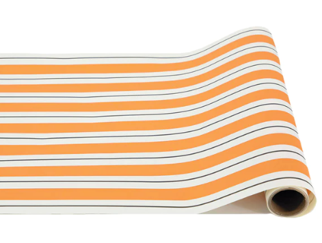 Paper Table Runner | Orange & Black Awning Stripe