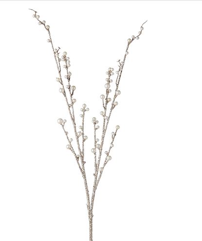 35" Glittered Pearl Branch