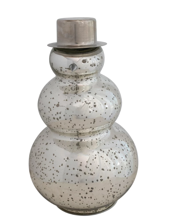 10" Mercury Glass Lighted Snowman