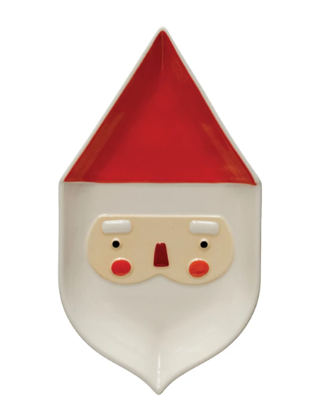 9" Santa Shaped Stoneware Plate