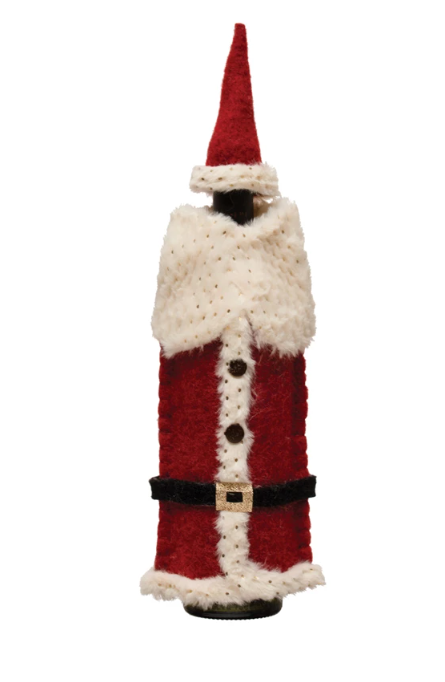 Santa Outfit Bottle Wrap w/Hat Topper