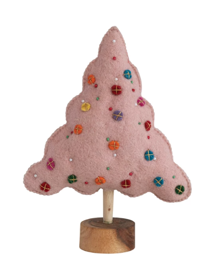 10" Blush Embroidered Felt Tree