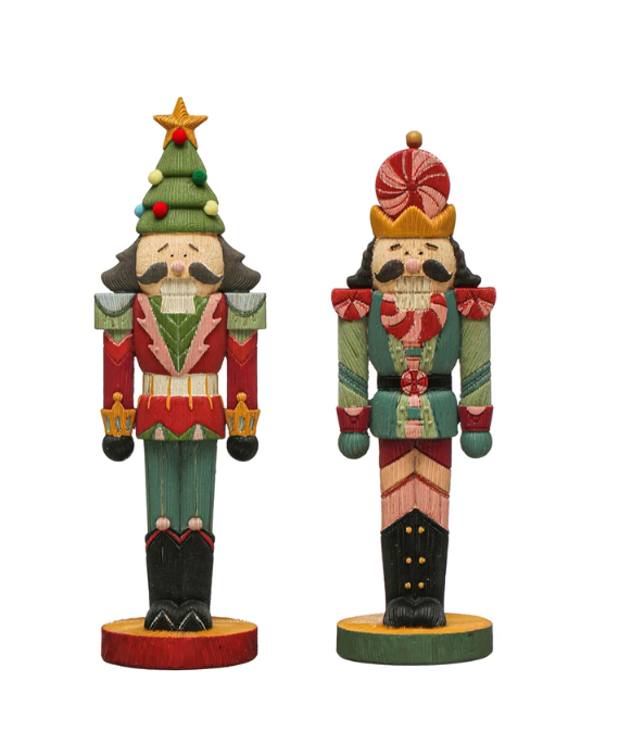 12" Resin Nutcracker | Peppermint