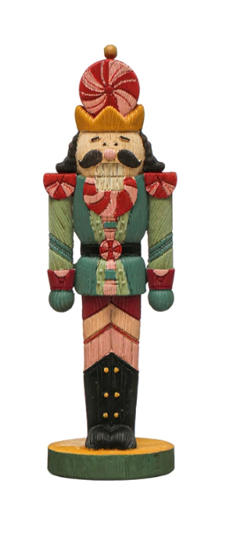 12" Resin Nutcracker | Peppermint
