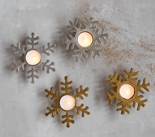 Gold Snowflake Votive Holder
