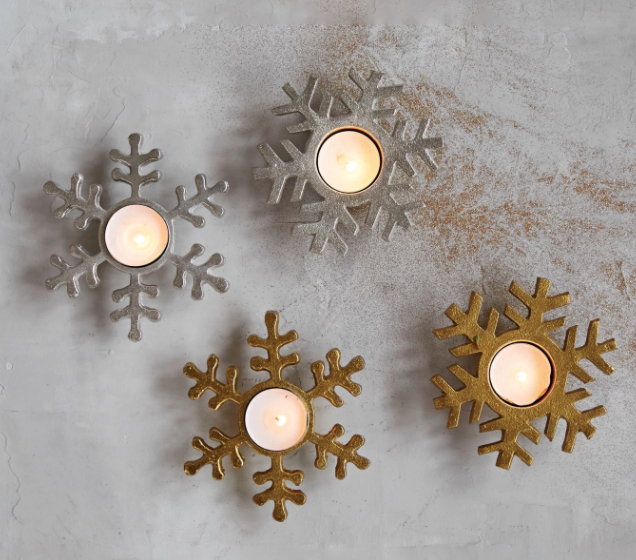 Silver Snowflake Votive Holder