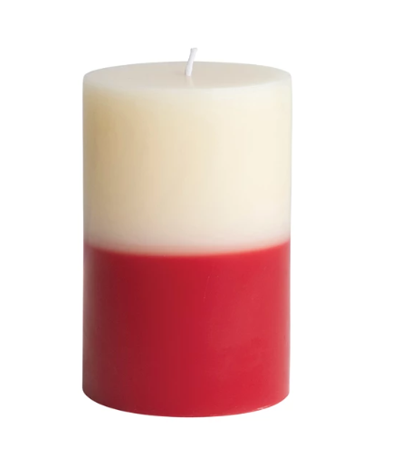 6" Red/Cream Two Tone Pillar Candle