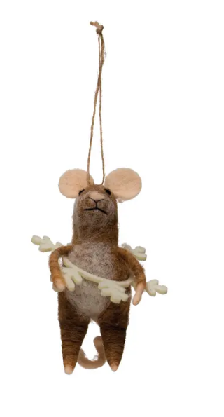 Felt Mouse Snowflake on Waist Ornament