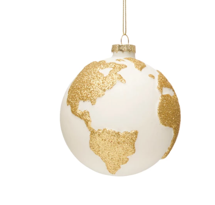 White/Gold Globe Ornament