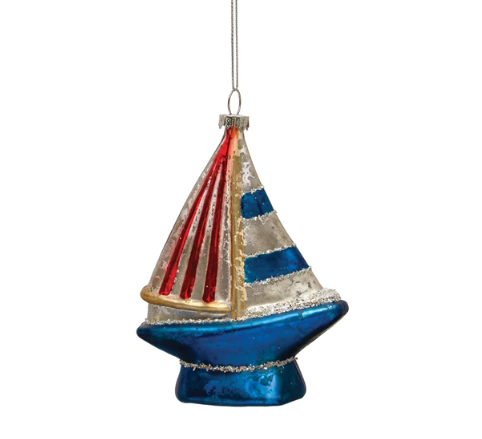 Glass Sailboat Ornament