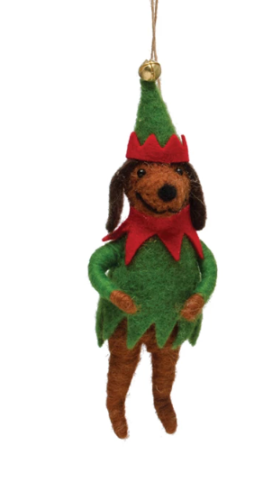 Felt Dog w/Hat Ornament