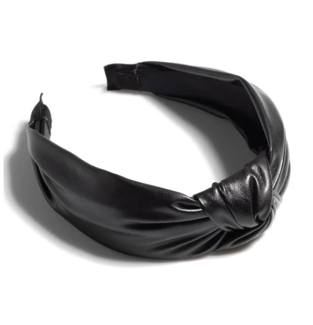 Black Knotted Faux Leather Headband
