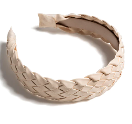 Ivory Woven Faux Leather Headband