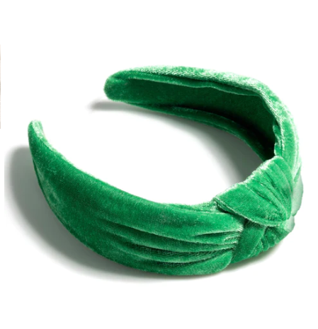 Green Knotted Velvet Headband