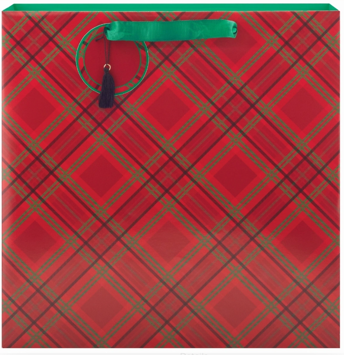 Diagonal Red Plaid Gift Bag | XLarge