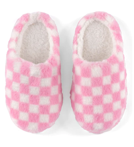 Pink Check Striker Slippers | S/M
