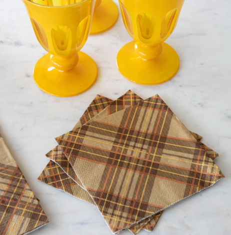 Autumn Plaid Cocktail Napkin