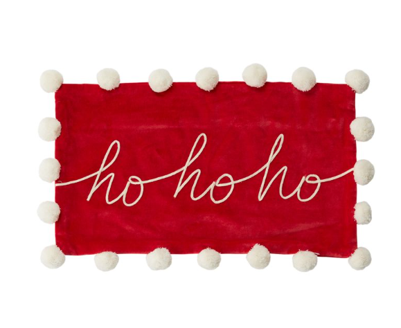 Red Ho Ho Ho Velvet Pillow Cover