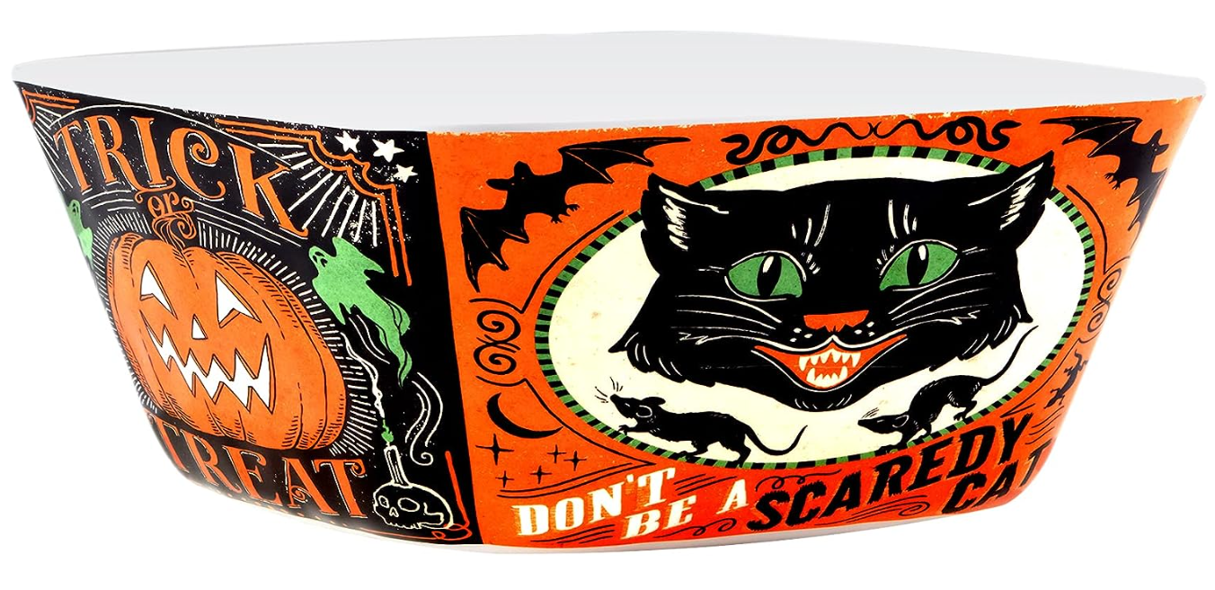 Scaredy Cat Melamine Square Bowl
