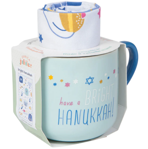 Bright Hanukkah Mug/Dishtowel Set