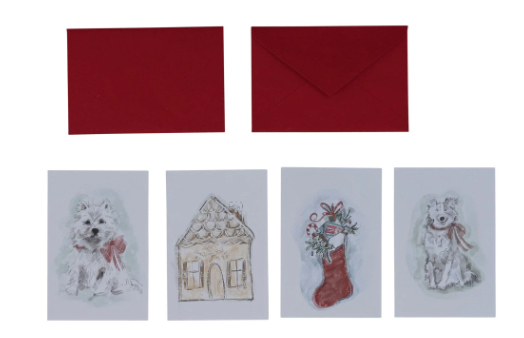 Recycled Christmas Cards (24) in Plaid Gift Box