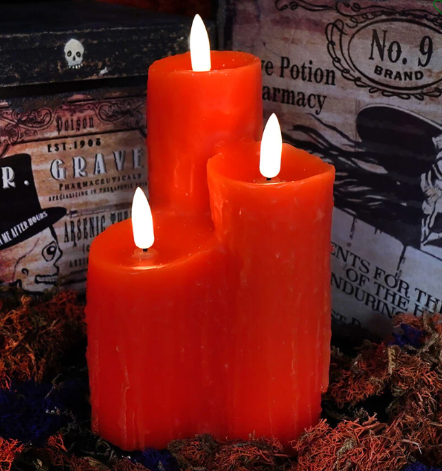 Orange Light Up Wax Candle Cluster