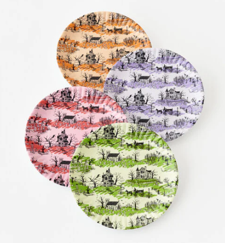 Spooky Toile Melamine Luncheon Plate Set of 4