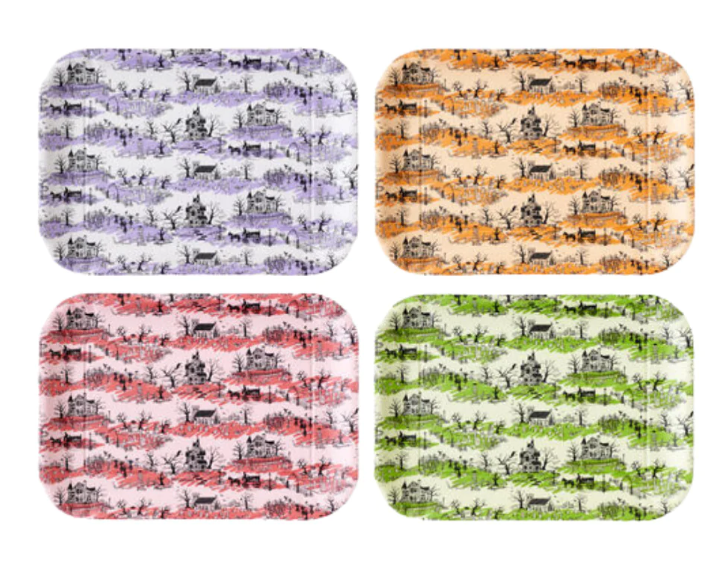 Spooky Toile Melamine Tray | Pink
