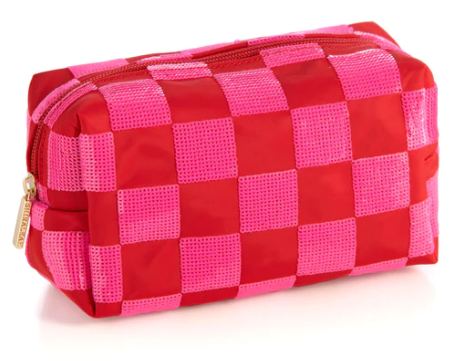 Cara Red Check Cosmetic Bag