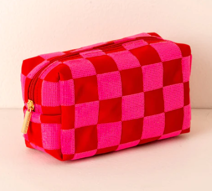 Cara Red Check Cosmetic Bag