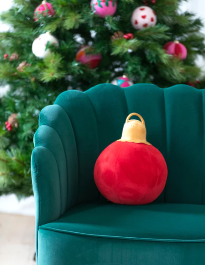 9" Red Merry Bauble Pillow | Medium
