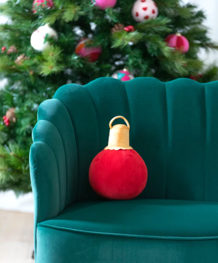 7" Red Merry Bauble Pillow | Small