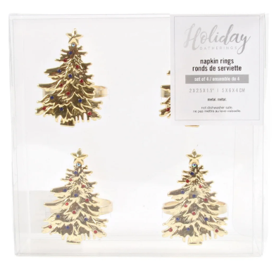 Golden Tree Napkin Ring (Set of 4)