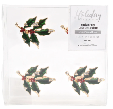 Holly Napkin Ring (Set of 4)
