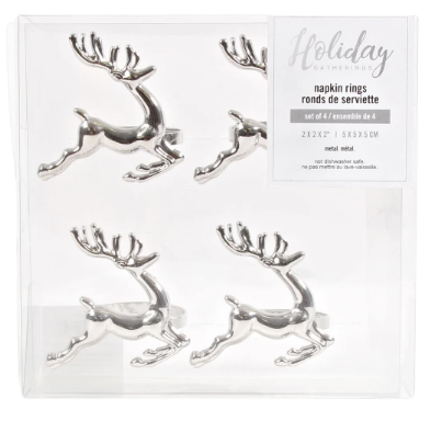 Running Reindeer Napkin Ring (Set of 4)