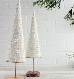 20" Pearl Beaded Cone Tree | Medium