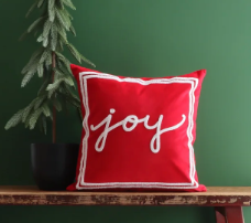 18" Joy Red Velvet Pillow