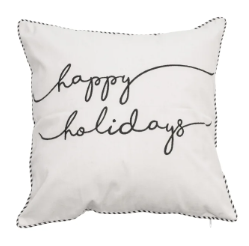 18" Happy Holidays Cream Square Pillow