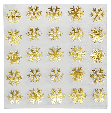 Gold Foil Snowflake Cocktail Napkins
