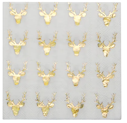 Gold Foil Stag Cocktail Napkins