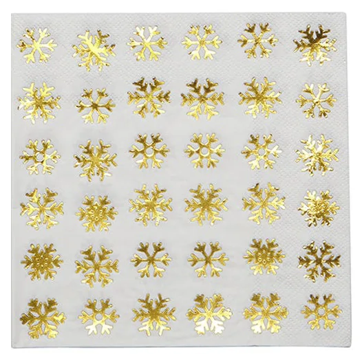 Gold Foil Snowflake Luncheon Napkins