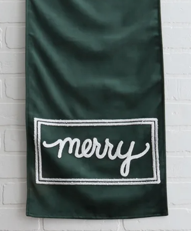 Merry Green Velvet Table Runner