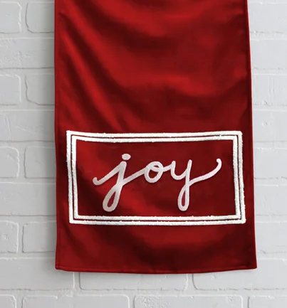 Joy Red Velvet Table Runner