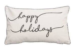 12" Happy Holidays Cream Rectangle Pillow