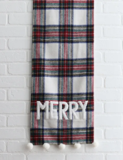 Merry Pom Plaid Table Runner