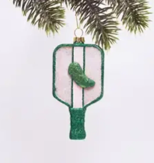 Pickelball Glass Ornament