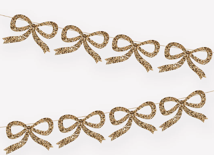 Gold Glitter Bow Garland