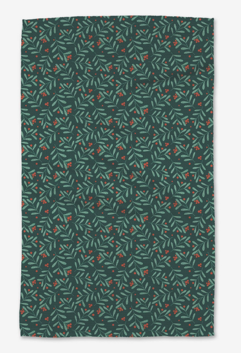 Geometry Tea Towel | Merry Berry Cherry in Green