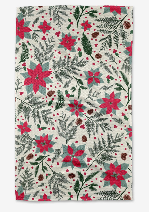Geometry Tea Towel | Woodland Poinsettia