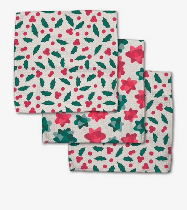 Geometry Dishcloth Set | Christmas Bows